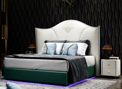 Design luxury double hotel bed bedroom modern wood furniture upholstery